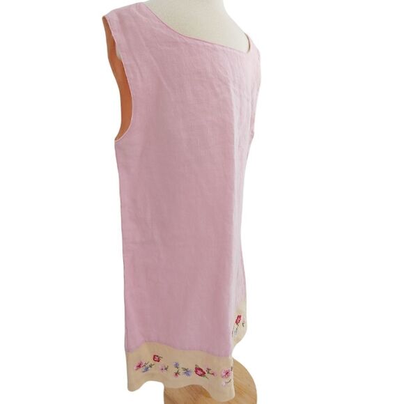 Vintage Y2K GAP pink linen with flower embroidered yellow hem - Picture 5 of 11